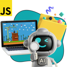 Язык программирования JavaScript + AI. Проектное обучение + геймификация + AI-помощники - КИБЕРшкола программирования для детей, компьютерные курсы для школьников, начинающих и подростков - KIBERone г. Долгопрудный
